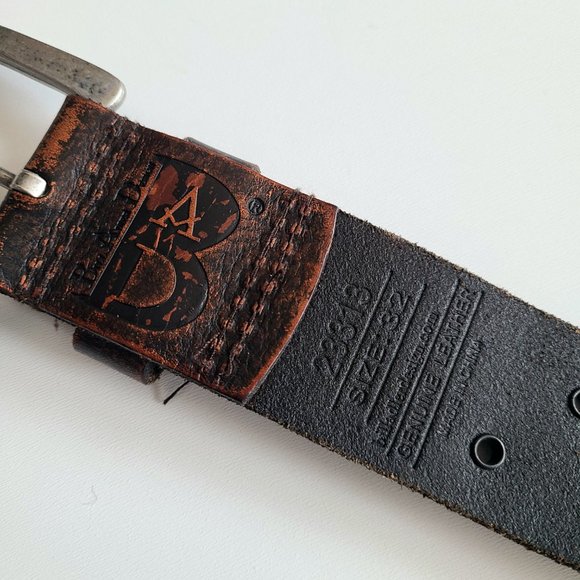 Bill Adler Design brown leather belt with metal setails. - Picture 11 of 12